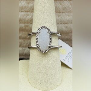 NEW Kendra Scott Silver Elyse Ring with Iridescent Drusy Size 6